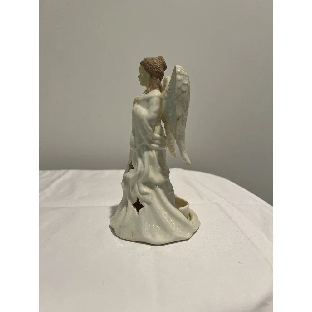 Potpourri Designs White Ceramic Angel Candle holder,‎ Tealight, Christmas